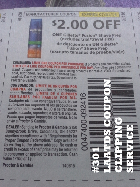 $2.00/1 Gillette Fusion Shave Prep